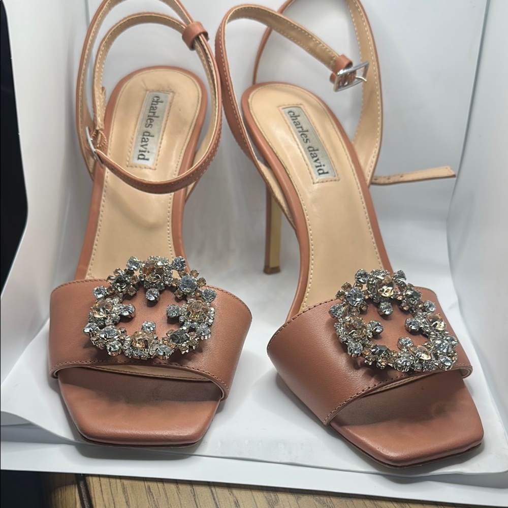 Charles David Tan Embellished Heels